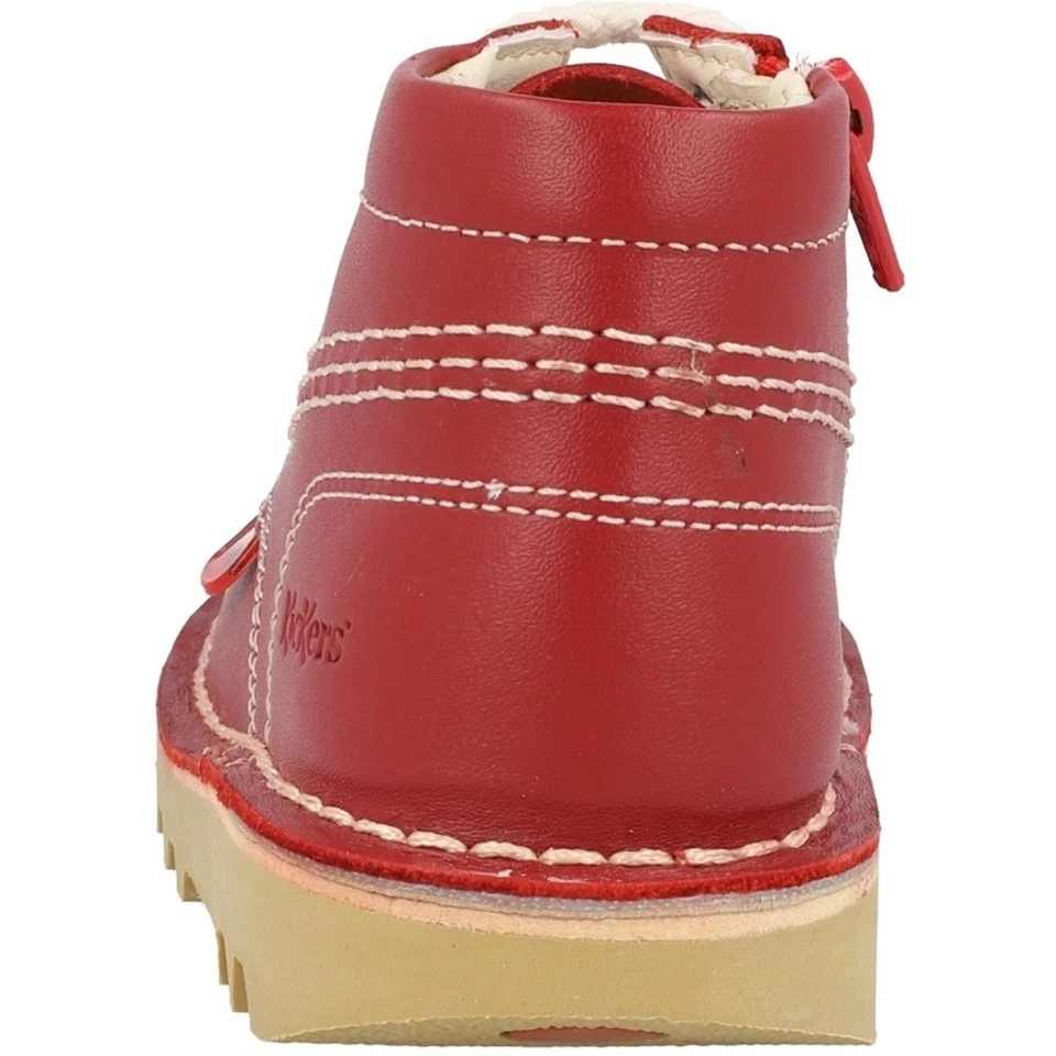Kickers Kick Hi Red Zip Boots Kids Iconic Durable Sole Easy On Leather - Image 3 of 4