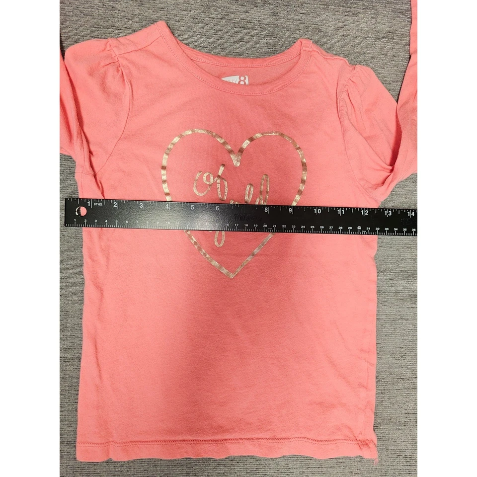 Crazy 8 Girls Long Sleeve Shirt, Heart Gold Graphic, Size S (5-6), Coral - Image 4 of 4