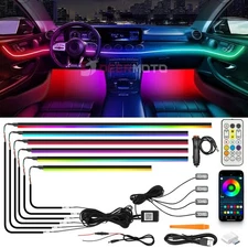 10 in 1 LED RGB Car Interior Strip Lights Ambient Light Kits APP&Remote Control