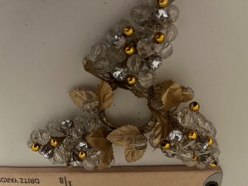 SALZBURG CREATIONS NWT Orig BullionWired Crystal Rhinestone goldbead candle ring