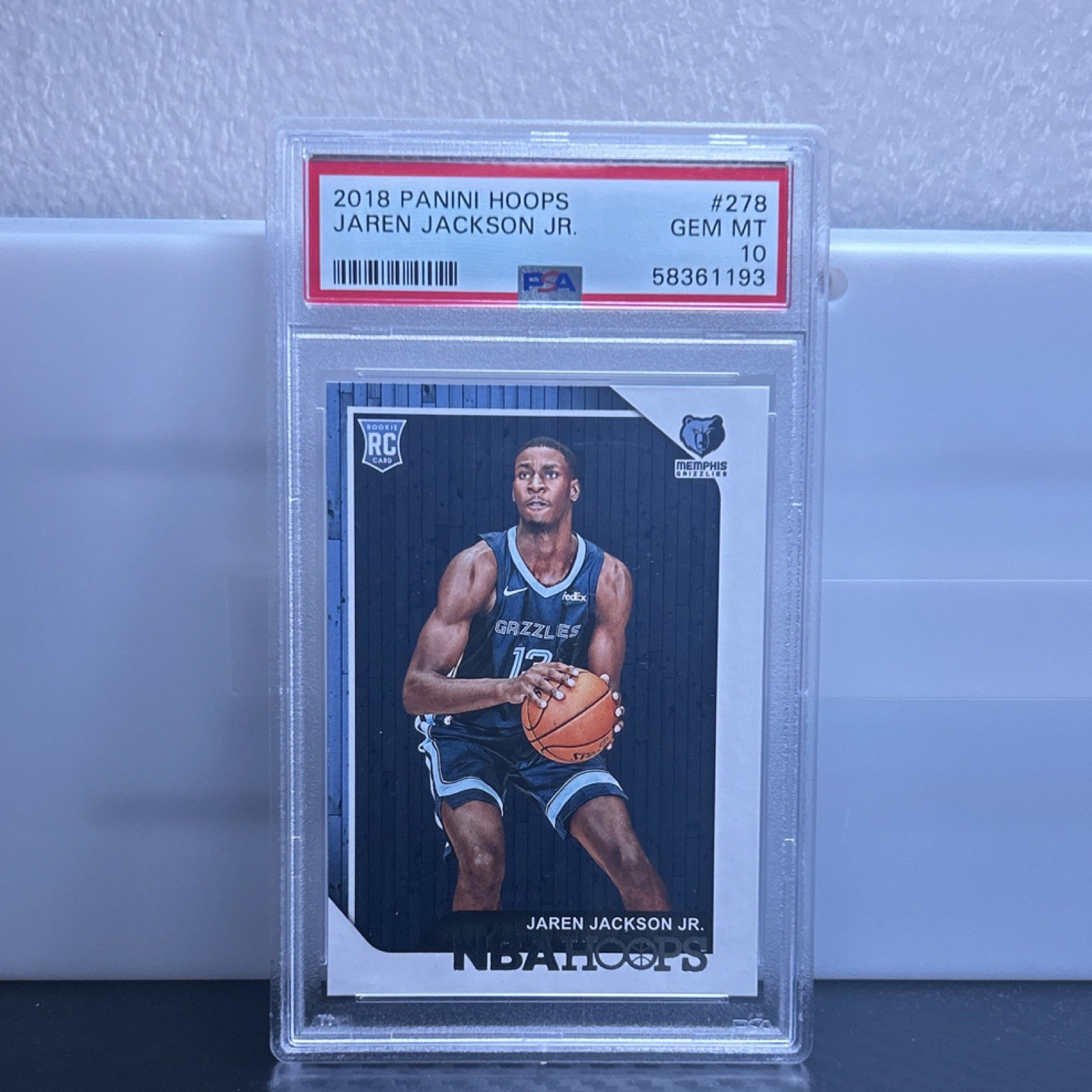 Panini 2018-19 NBA Hoops Jaren Jackson Jr. Rookie Grizzlies PSA 10 No. 278