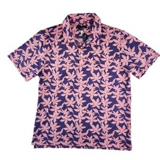 Simply Southern Polo Shirt Mens XL Pink Purple Floral Stretch Golf Tropical