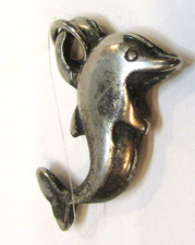 Vintage 1980's 3/4" Pewter Dolphin Porpoise Charm