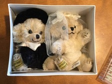 MERRYTHOUGHT BRIDE AND GROOM MINIATURE CHEEKY WEDDING TEDDY BEAR SET