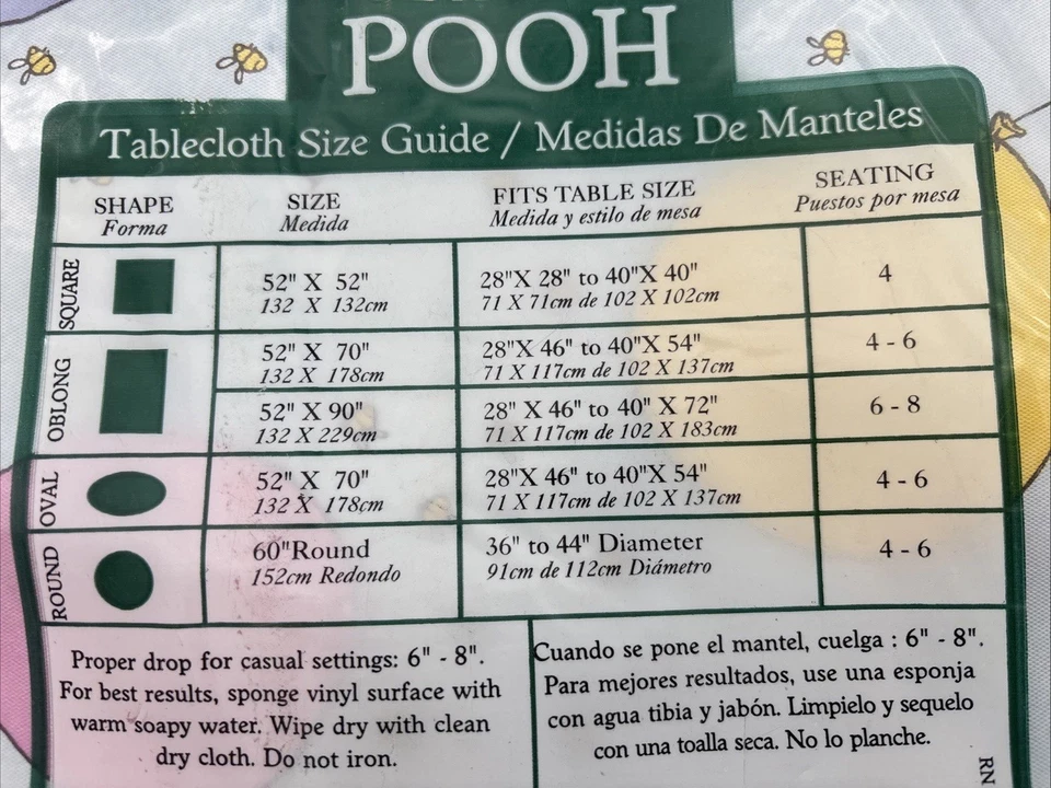 Mantel de cumpleaños vintage Winnie The Pooh franela trasera oblongo 52x70 fiesta nuevo de stock Foto 4 de 4
