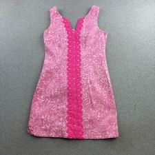 Lilly Pulitzer Dress Womens 4 Pink Floral Jacquard Sleeveless Short Shift V Neck
