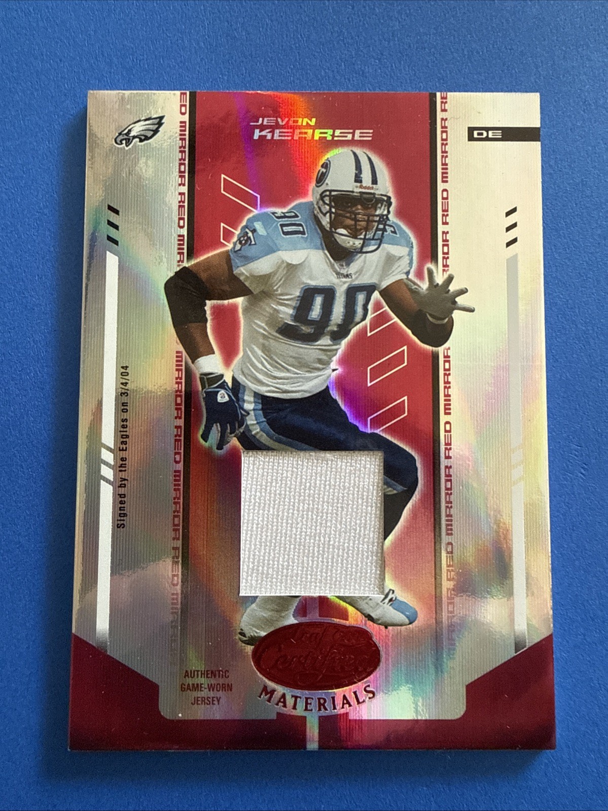2004 Leaf Certified Materials Jevon Kearse #94 Mirror Red Materials /150