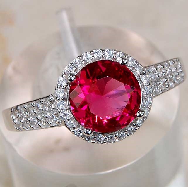 2CT Heat Treated Rubellite Tourmaline 925 Solid Sterling Silver Ring Sz 9 J1-7