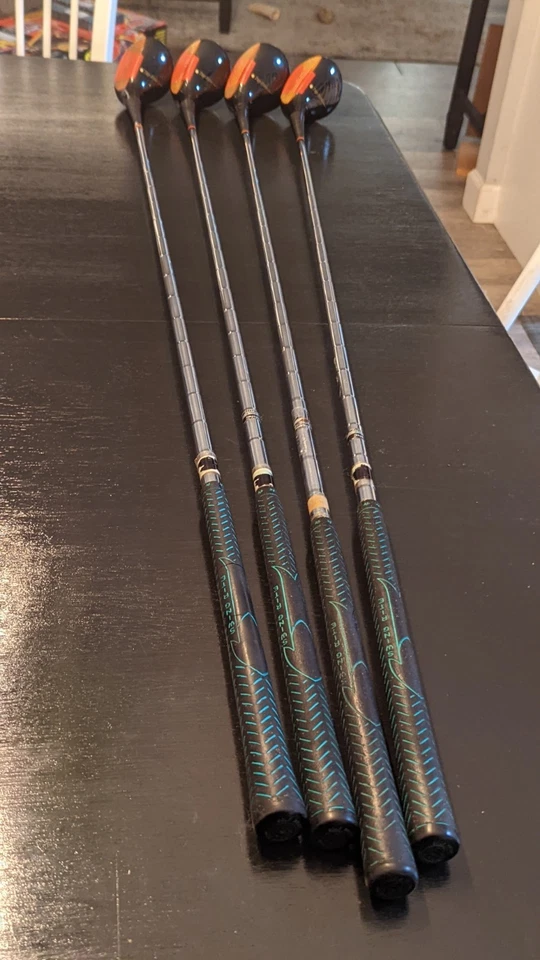 4 Spalding Top-Flite Vintage Wood Set W/ Covers Registered Bird On Ball Set  - Image 2 of 4