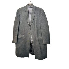  Burton Vintage Grey Charcoal Overcoat Jacket Button Front  Made in England XL