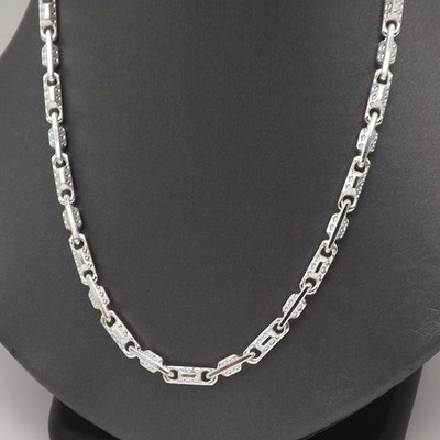 Sterling Silber Fass Liebe Gliederkette Halskette Italien 28 Zoll lang neu