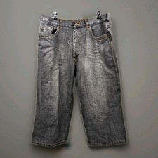 Karl Kani Gold Shorts Men's 40x21 Black Jeans Denim Y2K Baggy Wide Leg