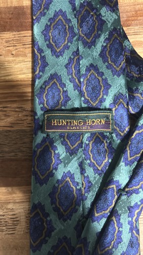 Silk Tie Green Blue Purple Medallion Pattern Classic