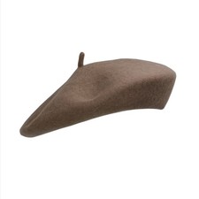 Gllutt Women Wool Beret Hat French Style Solid Color One Size Brown