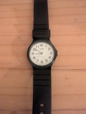 Casio MQ24, Classic Analog Watch, Black Resin, White Dial, Water Resistant
