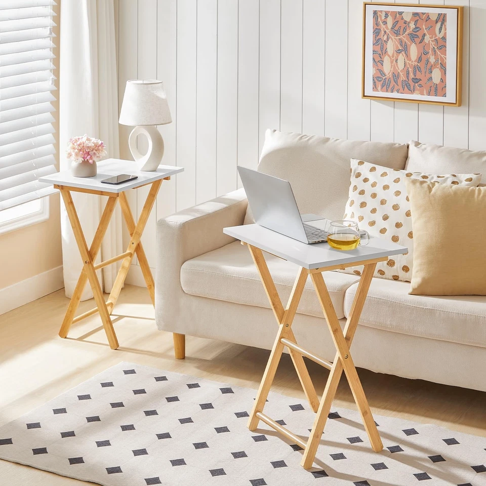 Складной ТВ-поднос, приставной столик для небольшого пространства, портативные закусочные столики для... - Изображение 2 из 4