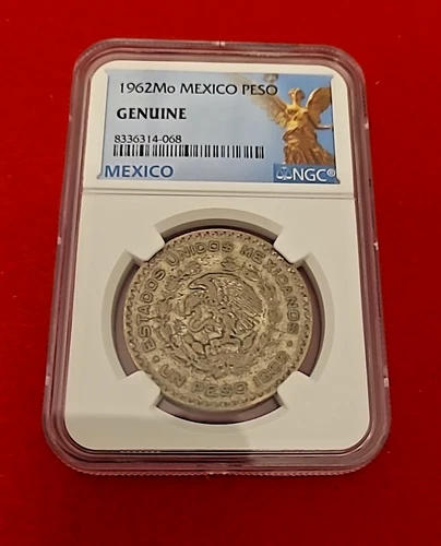 1962 Mo Mexico Silver Peso - NGC Graded Genuine .05 Ounce Silver