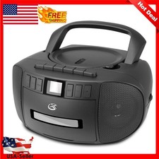 Cassette/CD/Radio Boombox W/ White Backlight LCD Display Metal Speaker Grill New