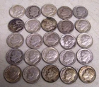 Roosevelt Dimes Silver 90% Mixed Dates/Mint Marks 1940's-60's Lot of 25