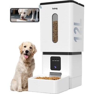 Automatic Dog Feeder Large Breed with Camera 12L/50 Cups 5G WiFi App Control 