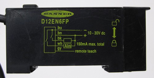 Banner 41959 TEACH-Mode Plastic Fiber Optic Sensor D12EN6FP, Broken Release Tab - Picture 2 of 6