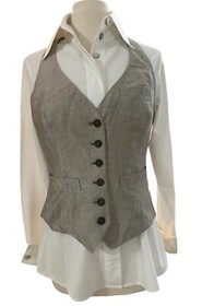 Anne Fontaine Paris Romeo Linen Blend Waistcoat Corset Vest Top Size 40 US 6/8