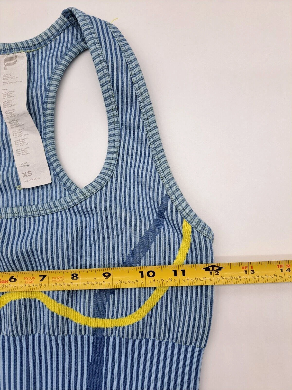fabletics yellow stripe sports active tank-bra