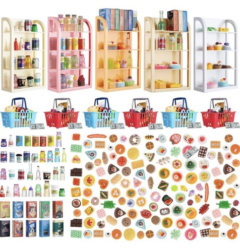 164 Pieces Miniature Supermarket Shelves Furniture Model 4 Layers Shelf Display - Picture 3 of 5