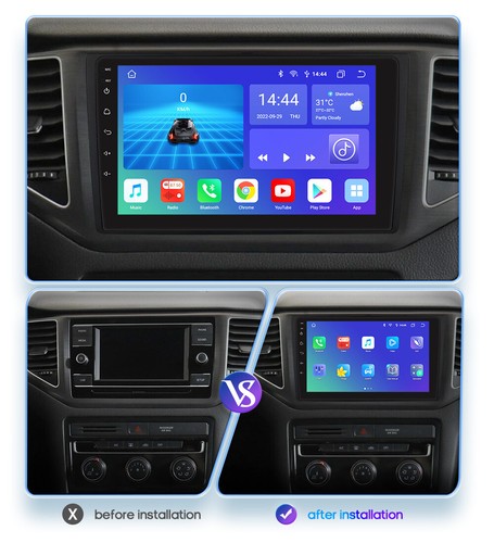 9"Android 14 Autoradio Carplay DAB GPS BT SATNAVI for VW Polo Plus T-Cross T-Roc - Picture 2 of 14