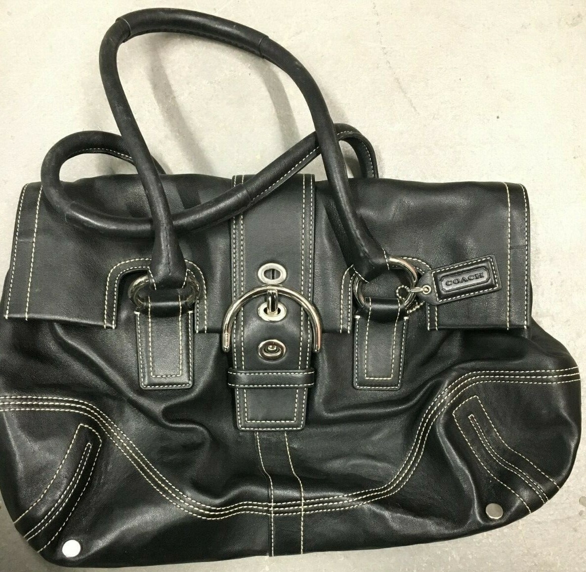 バッグ Coach Soho Black Leather Satchel Bag Coach - Women's Black Leather - Soho Buckle Satchel Handbag
