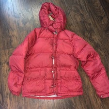 VTG Sierra Designs Goose Down Puffer Parka Sz S Maroon w/ Hood "Made in the USA"
