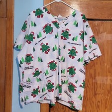 Mr. Men and Little Miss Christmas Scrub Plus Top Size 3X Holiday Christmas Trees
