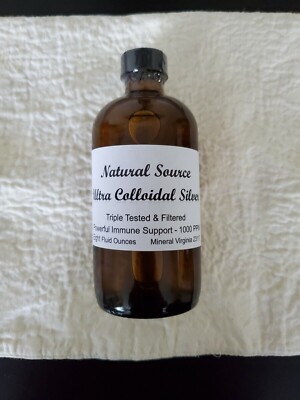 Natural Source Ultra Colloidal Silver - 8oz Glass Bottle (Free Ship)