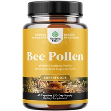 Bee Pollen Supplement 1000mg per Serving - Pure Vegetarian Gluten-Free 60ct