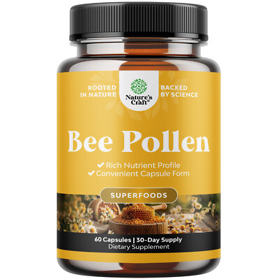 #ad Bee Pollen Supplement 1000mg per Serving Pure Vegetarian Gluten Free 60ct $9.99