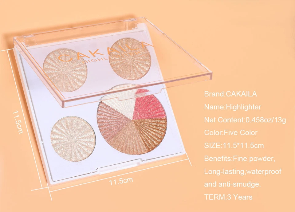 Diamond Highlighter Palette Face Eye Body Natural Gloss High Light Baked Powder - Image 2 of 4