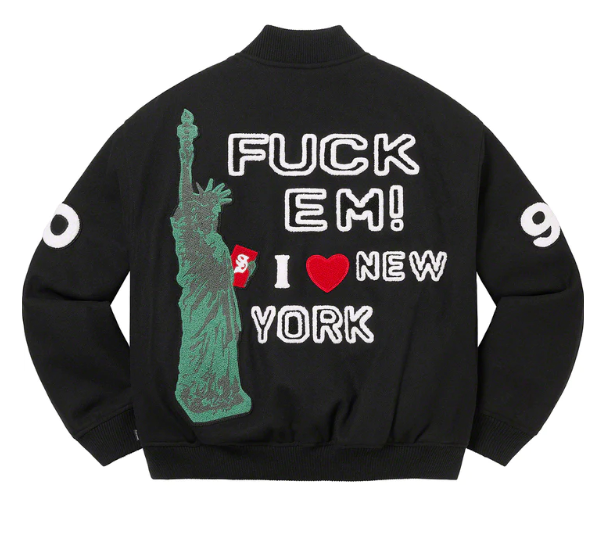 Supreme Tourist Varsity Jacket Black Small SS23 I Love NY Supreme Tourist Varsity Jacket Black Small SS23 I Love NY