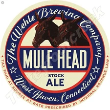 Mule Head Stock Ale 11.75" Round Metal Sign