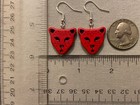 DK RED DYED HOWLITE LEOPARD CAT FACE BEAD EARRINGS w/SS Ear Wires CHEETAH JAGUAR — photo 3