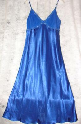 Vintage Inner Most Nightgown Blue Gown Size Small  Lace Beads Sequence Trim