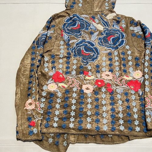 JOHNNY WAS BIYA Metallic Floral BOHO Hoodie Wrap Kimono Jacket Cardigan-M-9203 - Picture 11 of 15