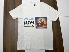 NEW Gilden Size L White Soft Style I'm With Him Shirt Tee Panda Anime NWT