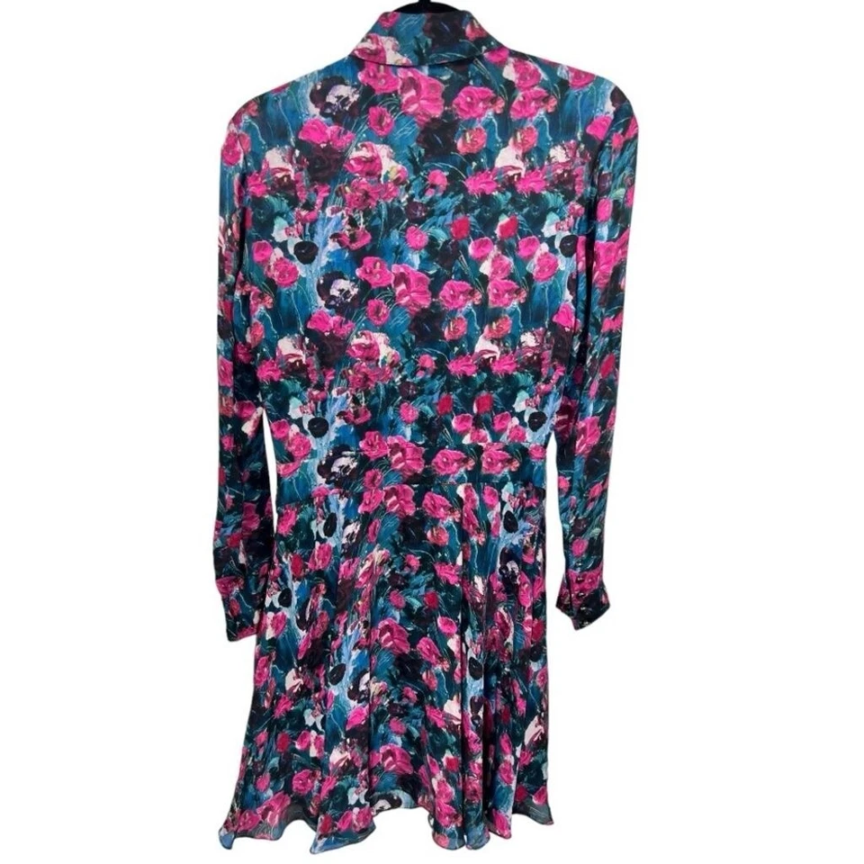 Haute Hippie Floral Print Silk Henley Shirt Dress S - Image 4 of 4