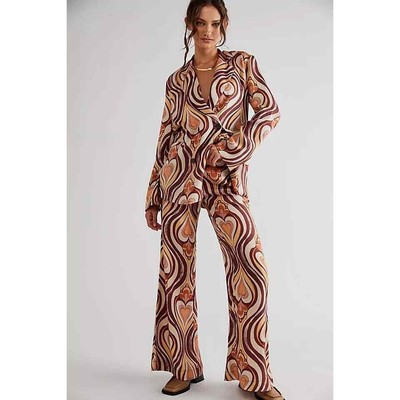 New Free People One Way Out Printed Pants RETRO-INSPIRED SIZE 4