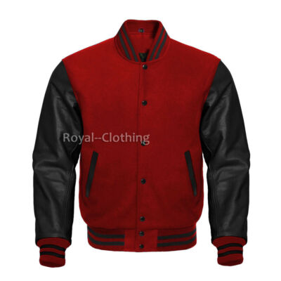 Varsity Letterman Wool & Real Cowhide Leather Sleeves High Quality Bomber Jacket