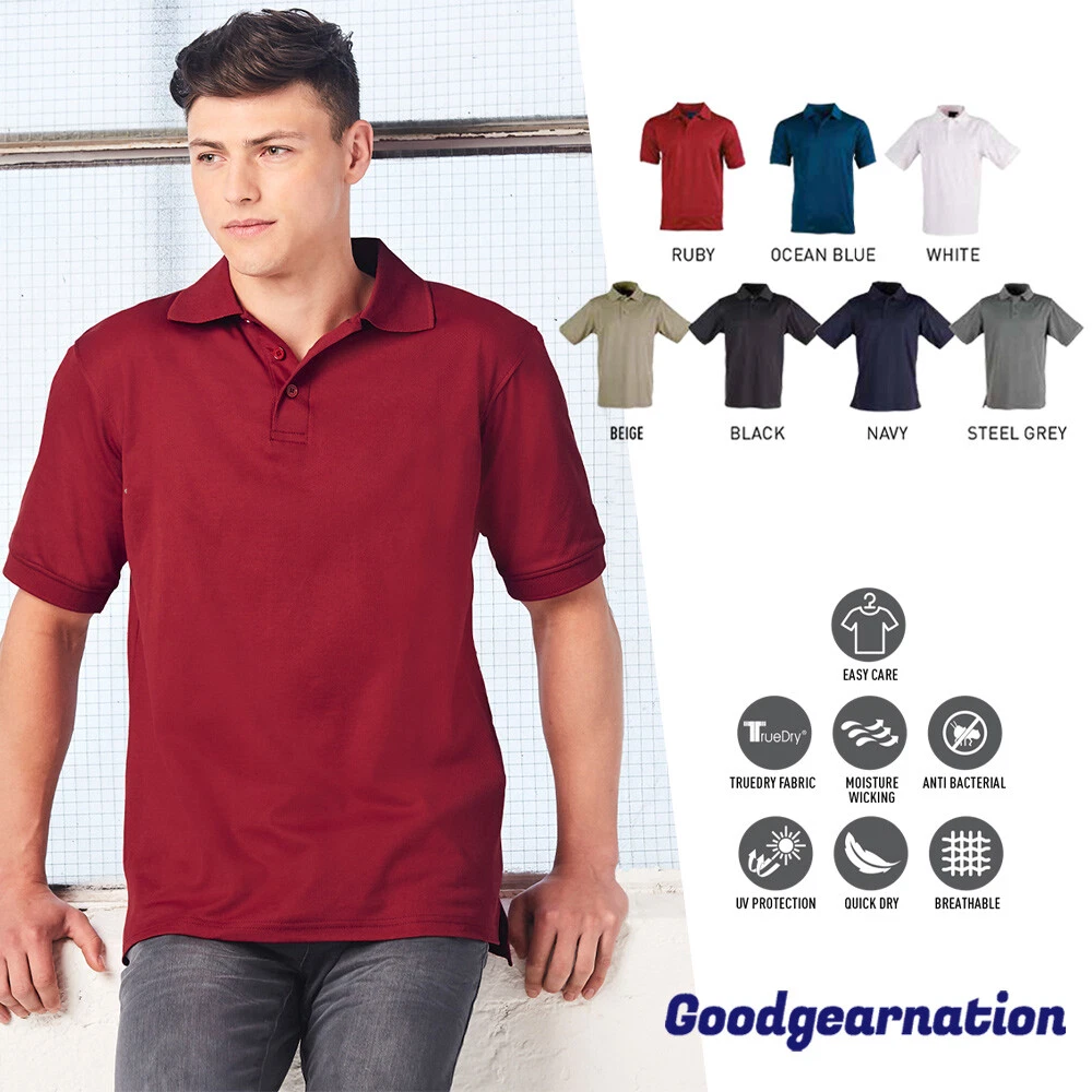 Mens Polo Shirt Cotton Back Solid Colour Casual Sport Team Breathable Short