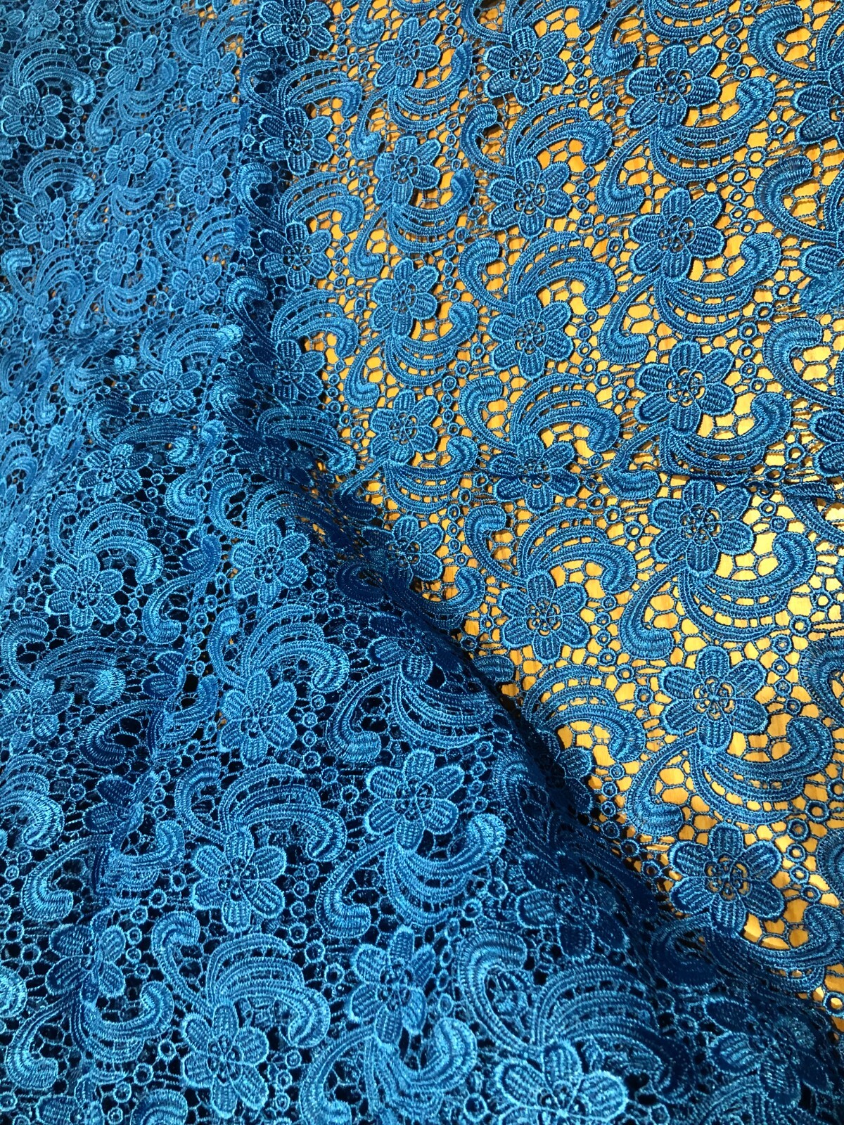guipure lace fabric (gu202), Royal blue, 120 cm wide, sold by the metre