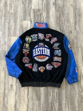Vintage 90s Jeff Hamilton NBA Eastern Conference Wool Leather Jacket Sz 3XL RARE
