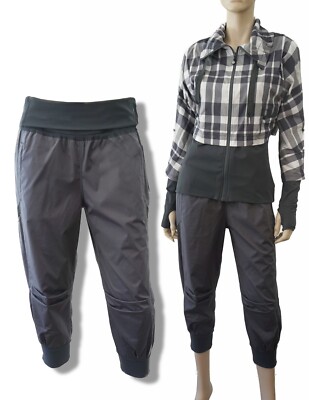 LULULEMON Devi Gray Crop Track Pants Drawstring Foldover Waist 6 NEW WITH TAGS