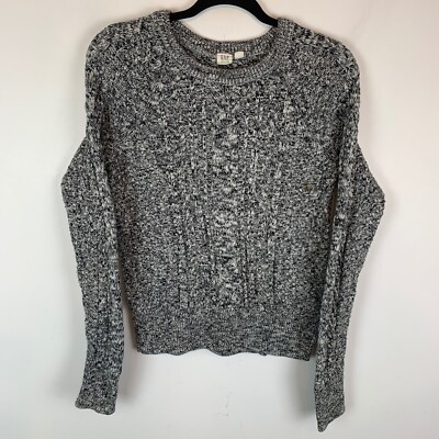 GAP Good Strickpullover schwarz weiß Rundhals Zopfmuster Damen Größe Small S